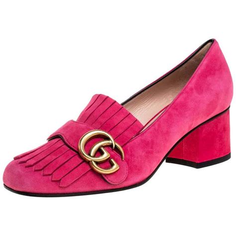 gucci pink platform heels|gucci marmont fringe heels.